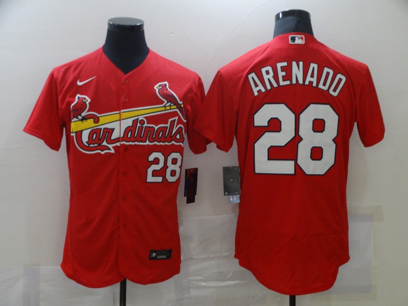 Men's St. Louis Cardinals #28 Nolan Arenado Red Flex Base Stitched Jersey